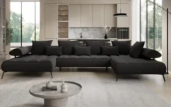 Designer U Sofa Sydney Bouclé mit elektrischer Schlaffunktion