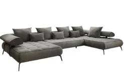 Designer U Sofa Sydney Samt mit elektrischer Schlaffunktion