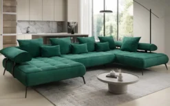 Designer U Sofa Sydney Samt mit elektrischer Schlaffunktion