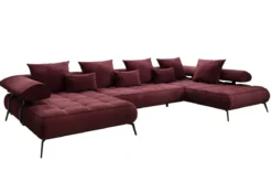 Designer U Sofa Sydney Samt mit elektrischer Schlaffunktion