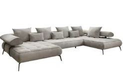 Designer U Sofa Sydney Samt mit elektrischer Schlaffunktion
