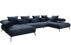 Designer U Sofa Sydney Samt mit elektrischer Schlaffunktion