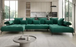 Designer U Sofa Sydney Samt mit elektrischer Schlaffunktion
