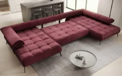 Designer U Sofa Sydney Samt mit elektrischer Schlaffunktion