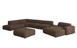 Designer Wohnlandschaft Calm mit Beistellhocker in Bouclé