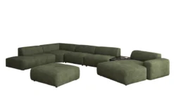 Designer Wohnlandschaft Calm mit Beistellhocker in Bouclé