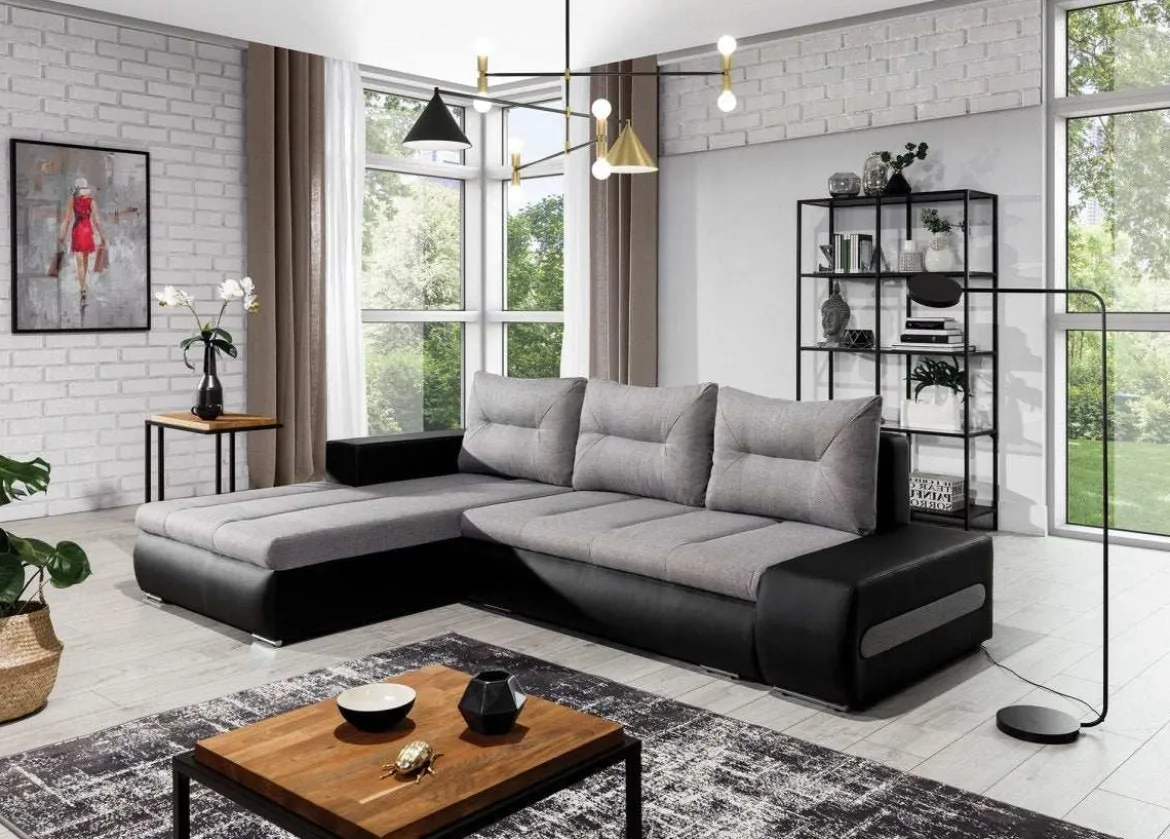 Ecksofa Olario mit Schlaffunktion und Stauraum