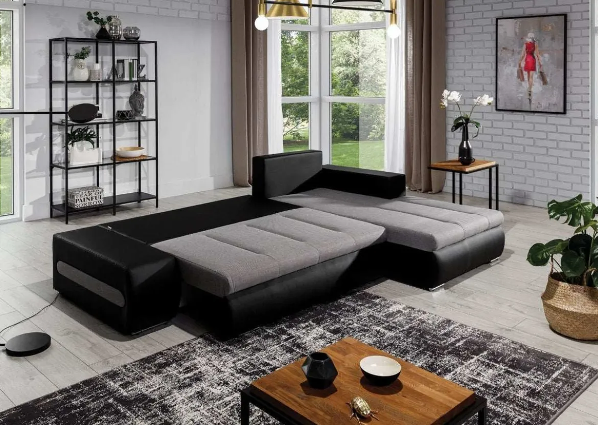 Ecksofa Olario mit Schlaffunktion und Stauraum
