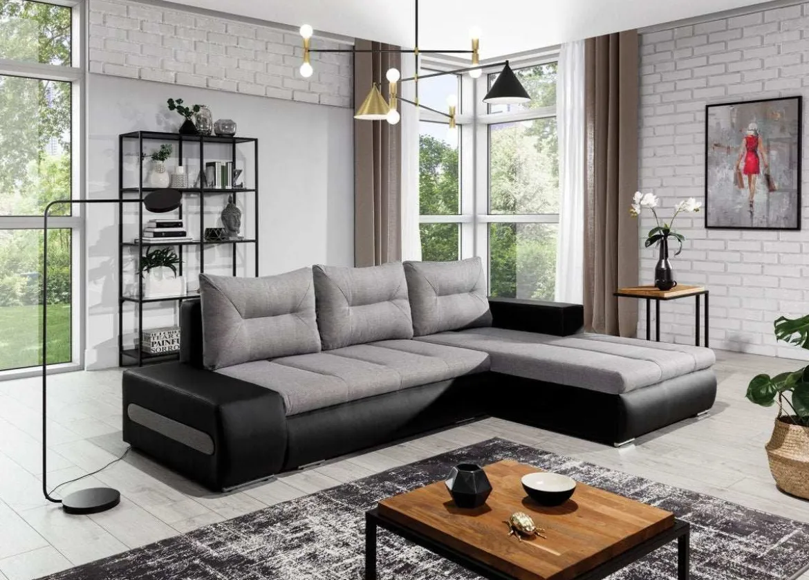 Ecksofa Olario mit Schlaffunktion und Stauraum