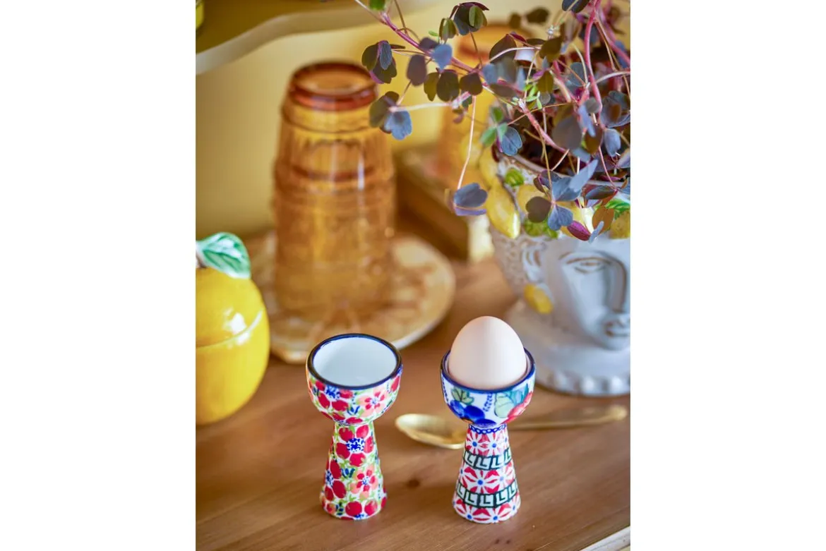 Eierbecher Granny – Handbemalte Blumenmotive aus Steingut (2er-Set)