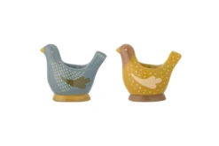 Eierbecher Maya – Handbemalte Vogelmotive aus Steingut (2er-Set)