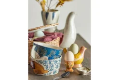 Eierbecher Maya – Handbemalte Vogelmotive aus Steingut (2er-Set)
