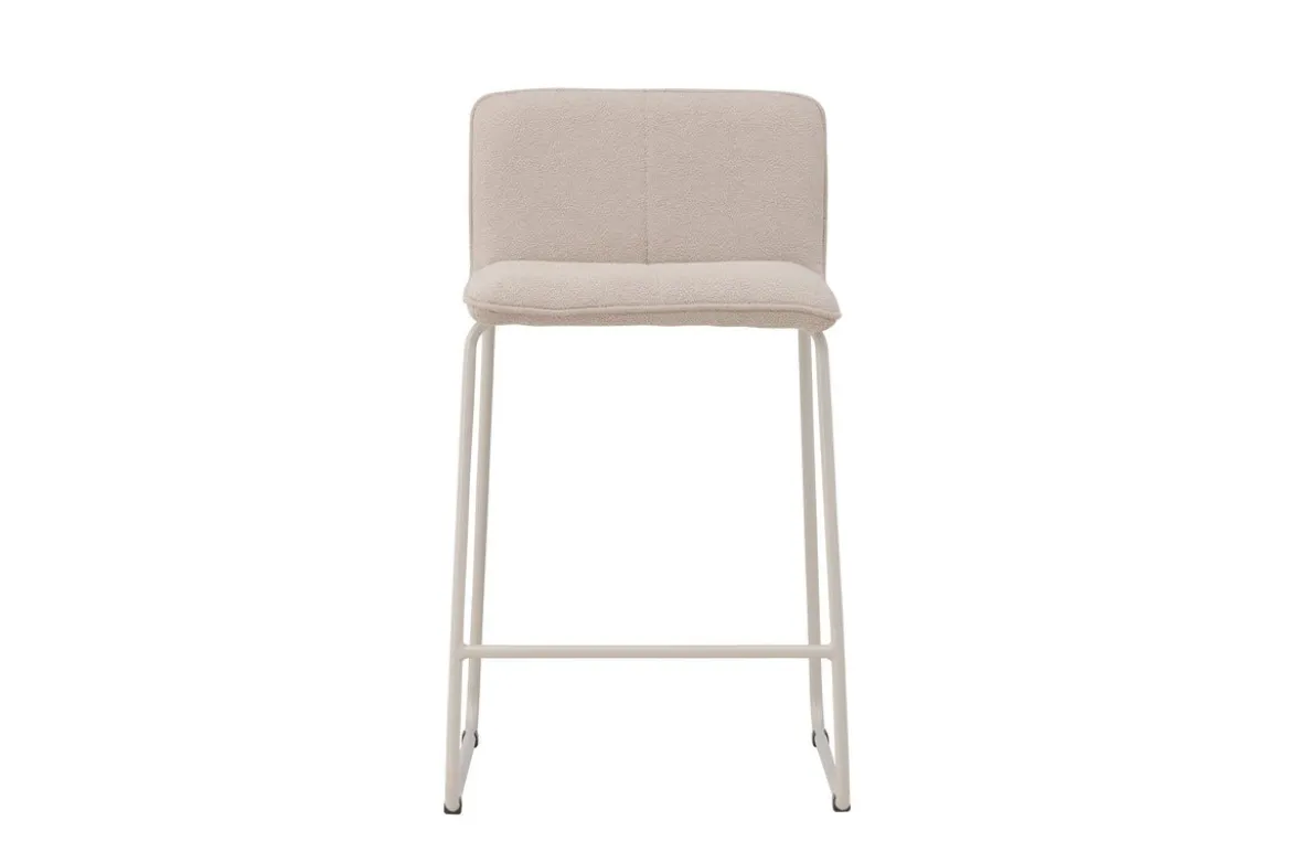 2er Set - Barhocker Adele mit weichem Bouclé-Bezug in Beige