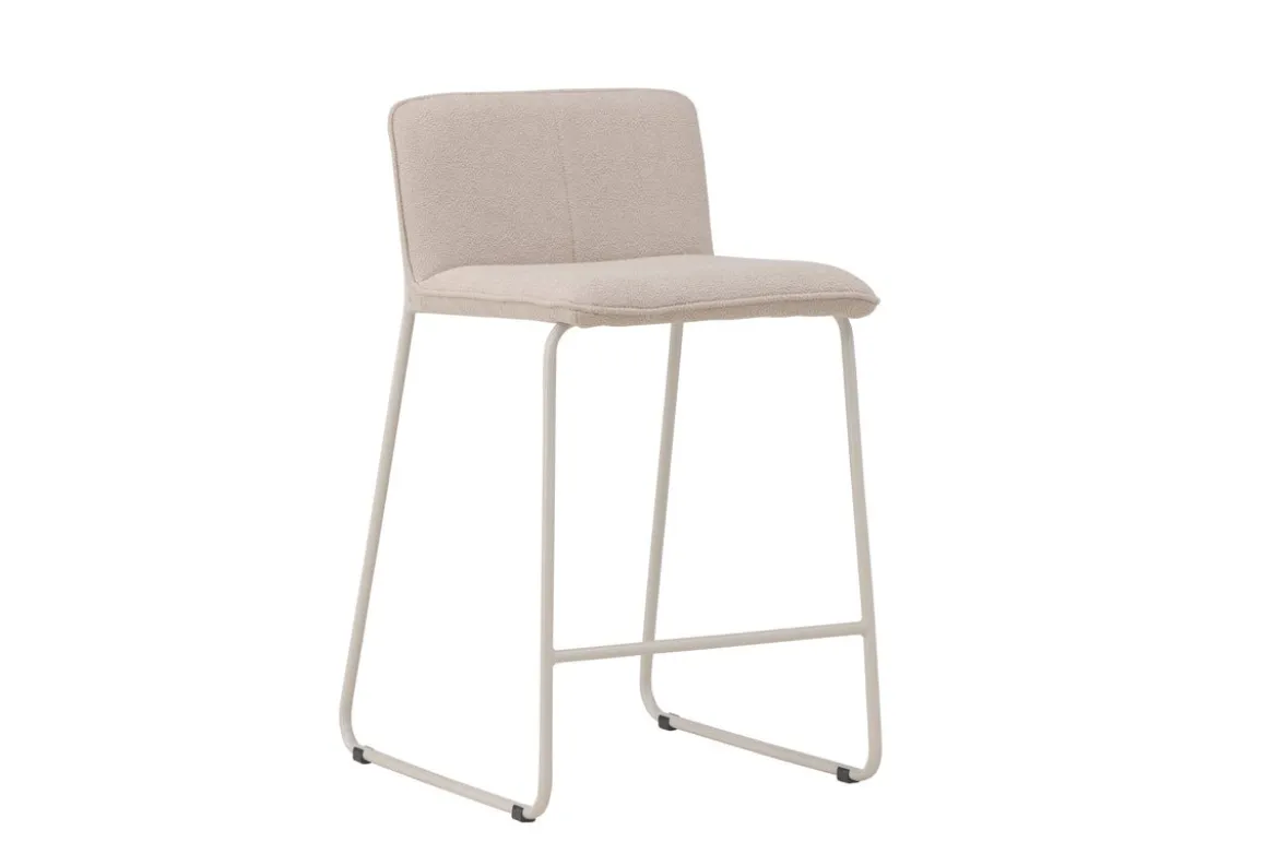 2er Set - Barhocker Adele mit weichem Bouclé-Bezug in Beige