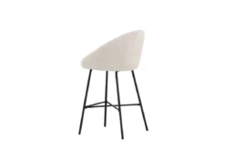 2er Set - Barhocker Briska mit Sitz aus weißem Teddyfell