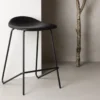 2er Set - Barhocker Georg in Mattschwarz mit PU Sitzfläche