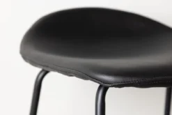 2er Set - Barhocker Georg in Mattschwarz mit PU Sitzfläche