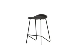 2er Set - Barhocker Georg in Mattschwarz mit PU Sitzfläche