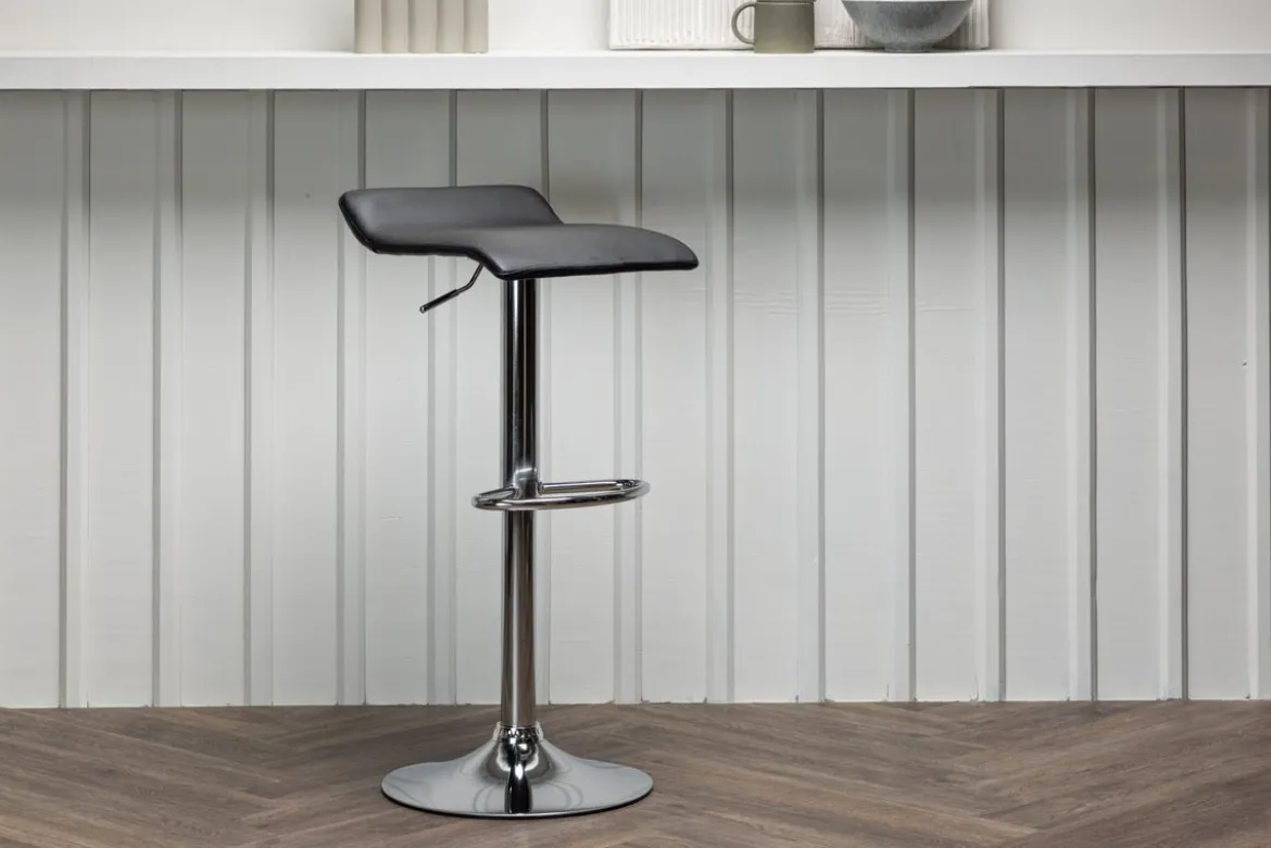 2er Set - Barhocker Johanna verchromt mit schwarzem Sitz
