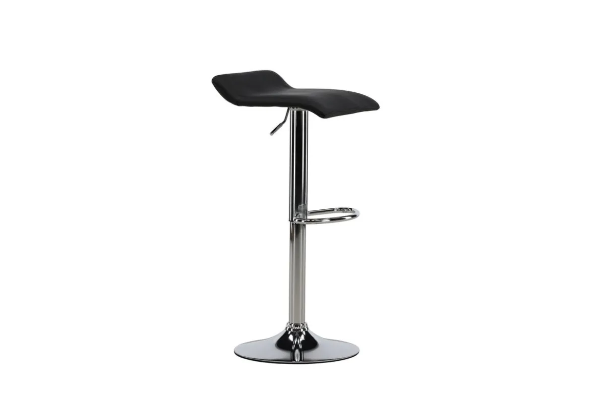 2er Set - Barhocker Johanna verchromt mit schwarzem Sitz