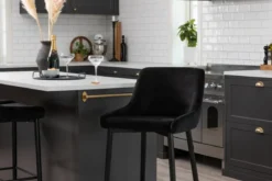 2er Set - Barhocker Leonardo in Samt Schwarz oder Beige