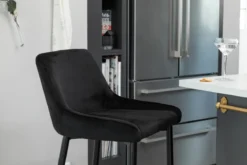 2er Set - Barhocker Leonardo in Samt Schwarz oder Beige