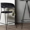 2er Set - Barhocker Louis mit schwarzem Samt