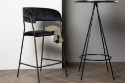 2er Set - Barhocker Louis mit schwarzem Samt