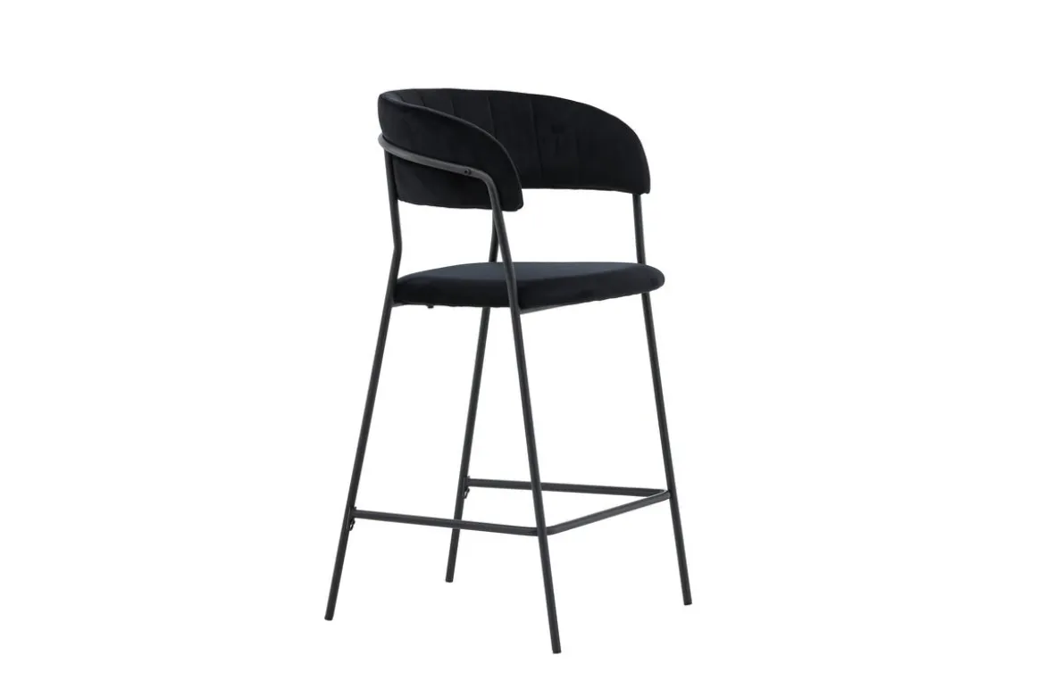 2er Set - Barhocker Louis mit schwarzem Samt
