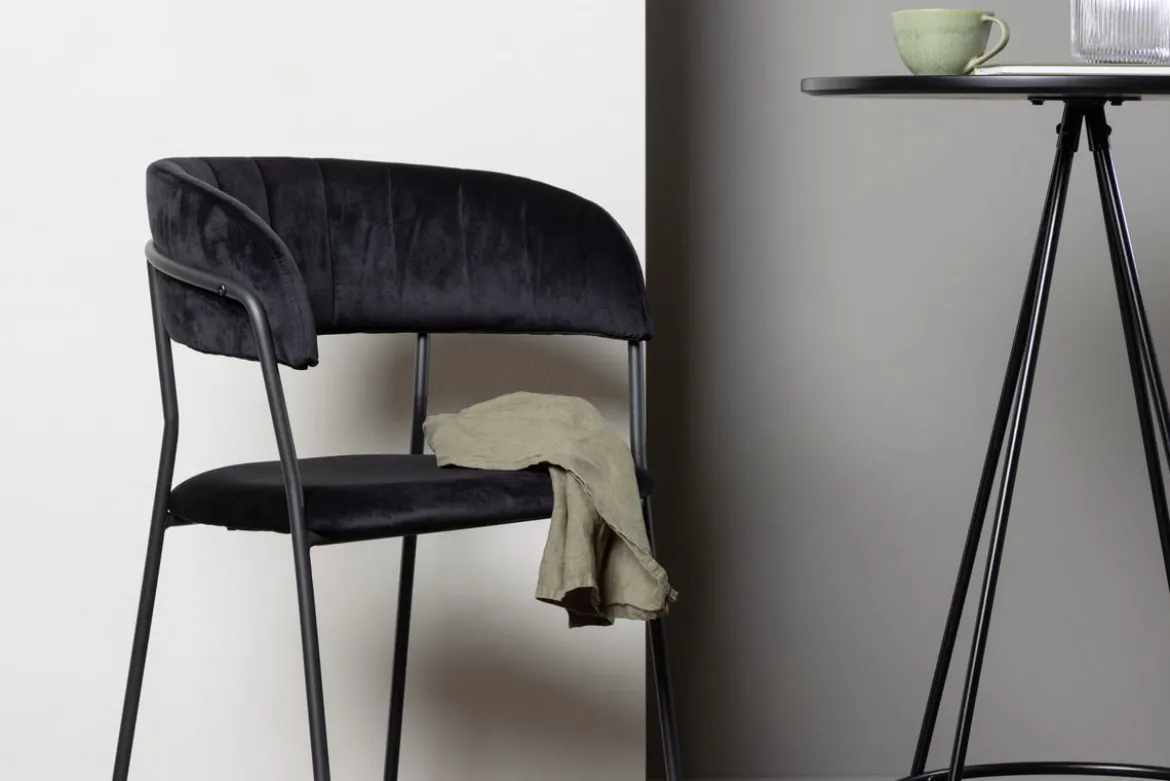 2er Set - Barhocker Louis mit schwarzem Samt