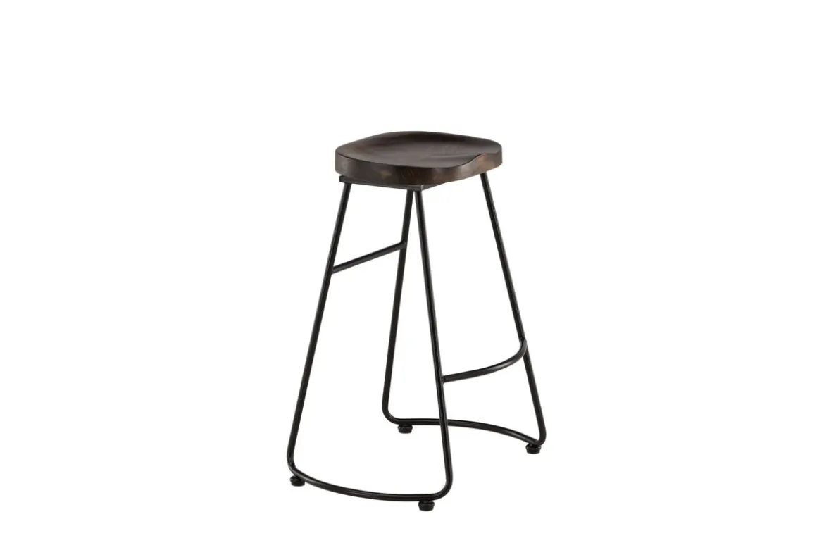 2er Set - Barhocker Otto mit Sitzfläche aus Kieferholz und Gestell aus Stahl