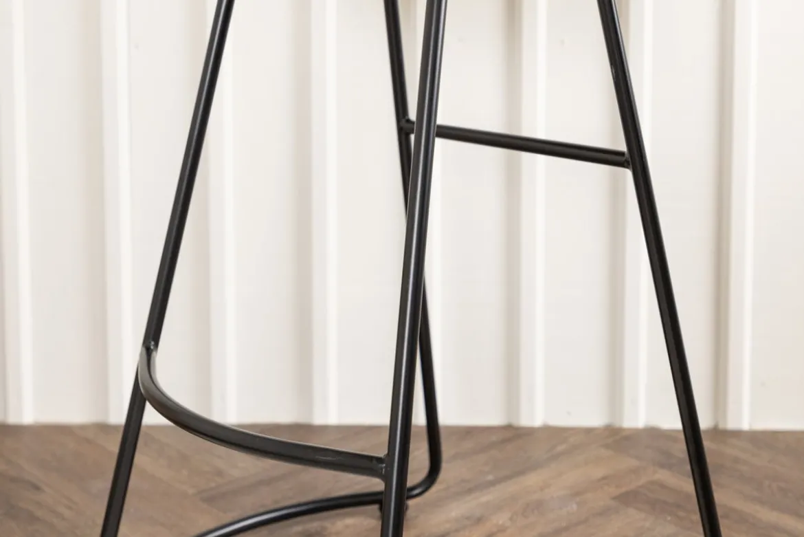 2er Set - Barhocker Otto mit Sitzfläche aus Kieferholz und Gestell aus Stahl
