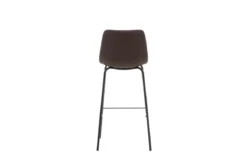 2er Set - Barhocker Sarah schwarzmatt mit braunem Sitz aus PU