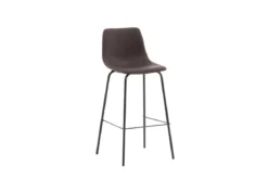 2er Set - Barhocker Sarah schwarzmatt mit braunem Sitz aus PU