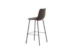 2er Set - Barhocker Sarah schwarzmatt mit braunem Sitz aus PU