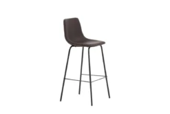2er Set - Barhocker Sarah schwarzmatt mit braunem Sitz aus PU