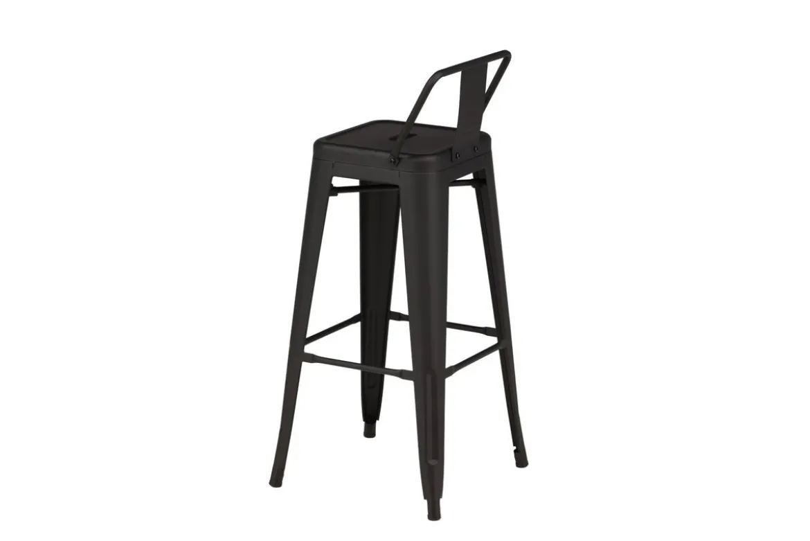4er Set - Barhocker Tamo - Robust aus Stahl in Schwarz