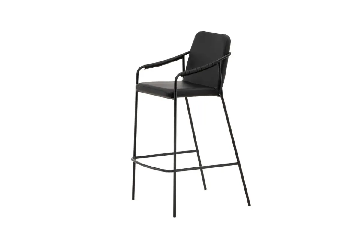 2er Set - Barhocker Vita aus schwarzem PU mit Stahlgestell
