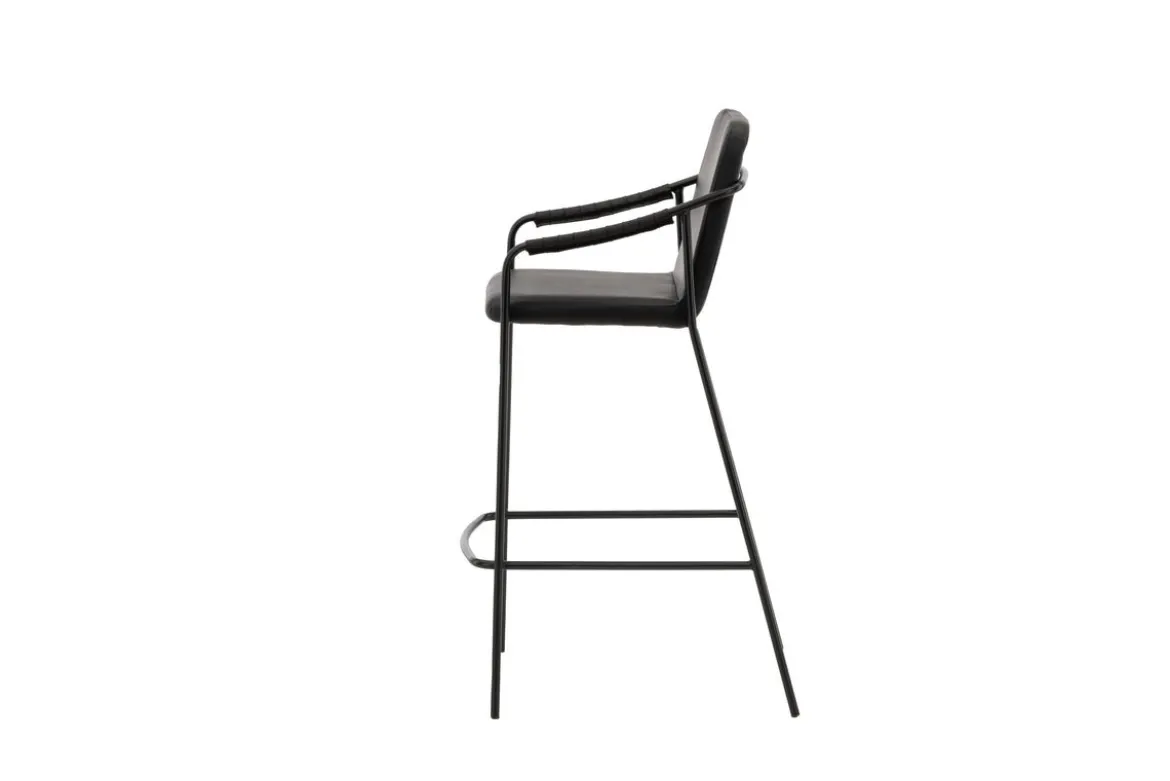 2er Set - Barhocker Vita aus schwarzem PU mit Stahlgestell
