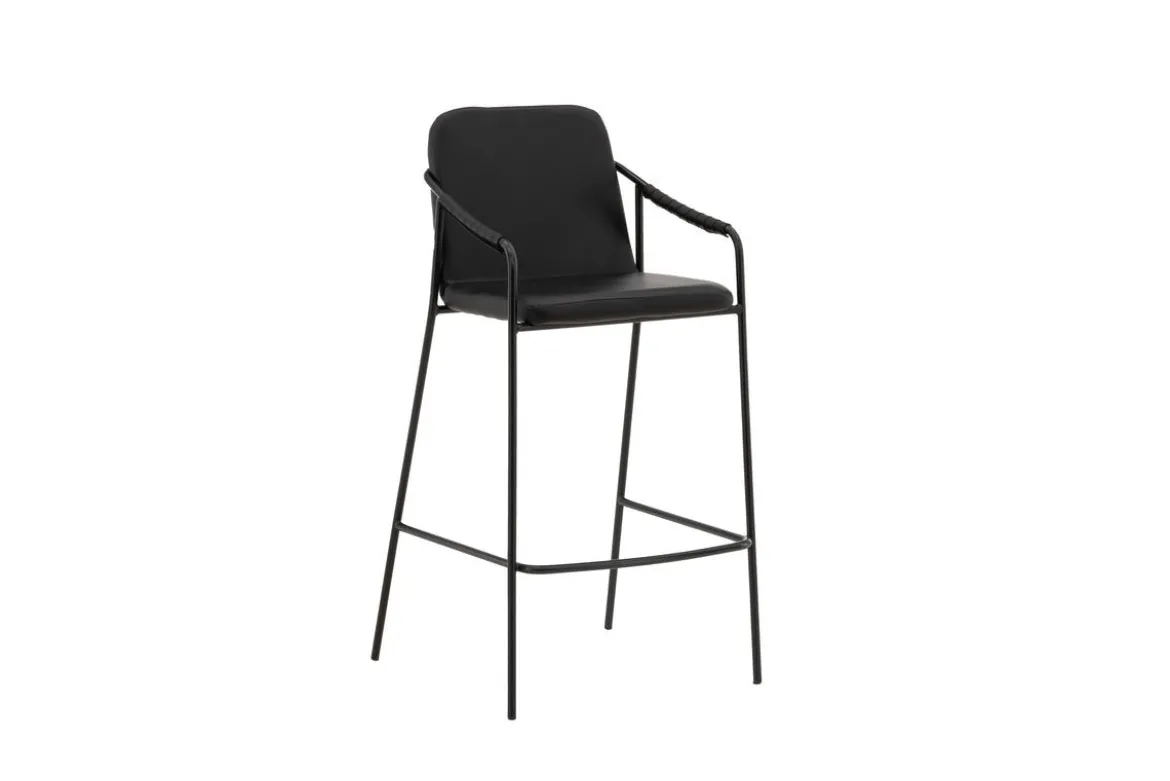 2er Set - Barhocker Vita aus schwarzem PU mit Stahlgestell