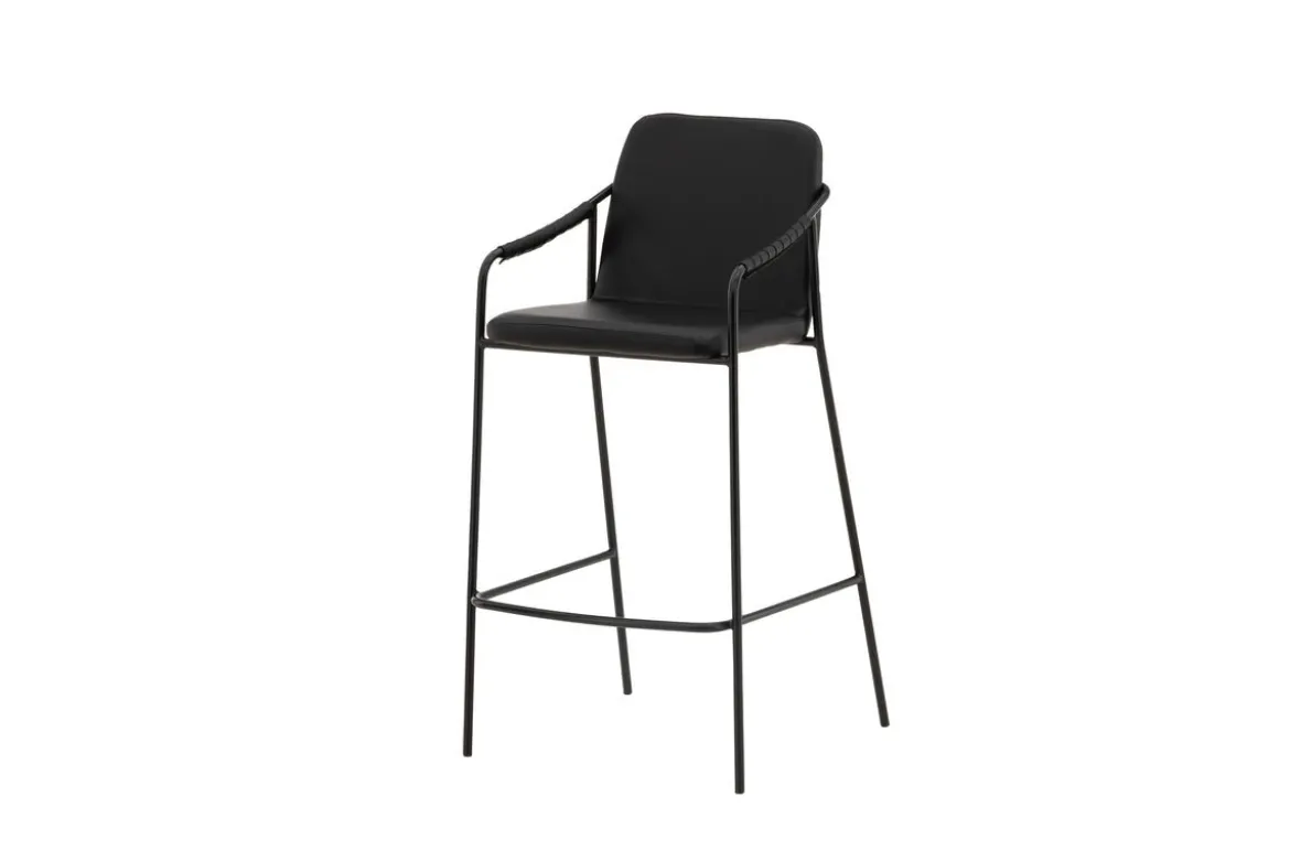 2er Set - Barhocker Vita aus schwarzem PU mit Stahlgestell
