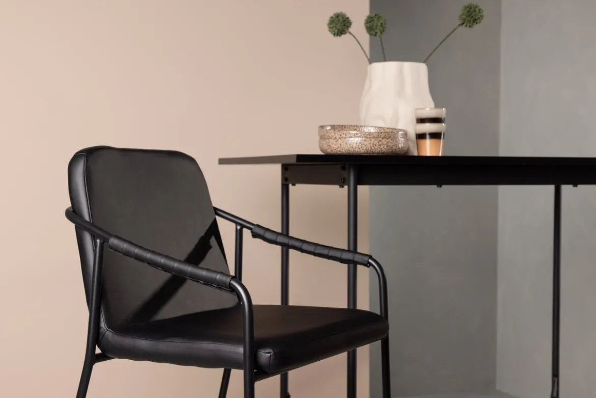 2er Set - Barhocker Vita aus schwarzem PU mit Stahlgestell