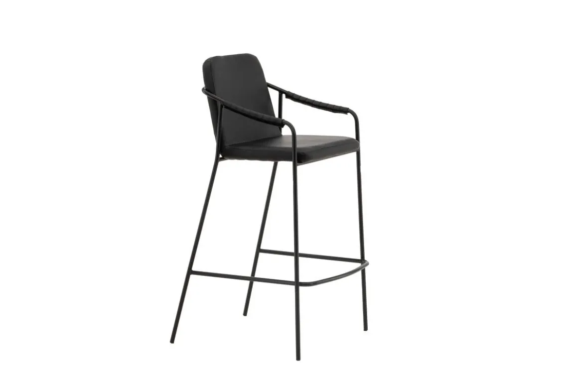 2er Set - Barhocker Vita aus schwarzem PU mit Stahlgestell