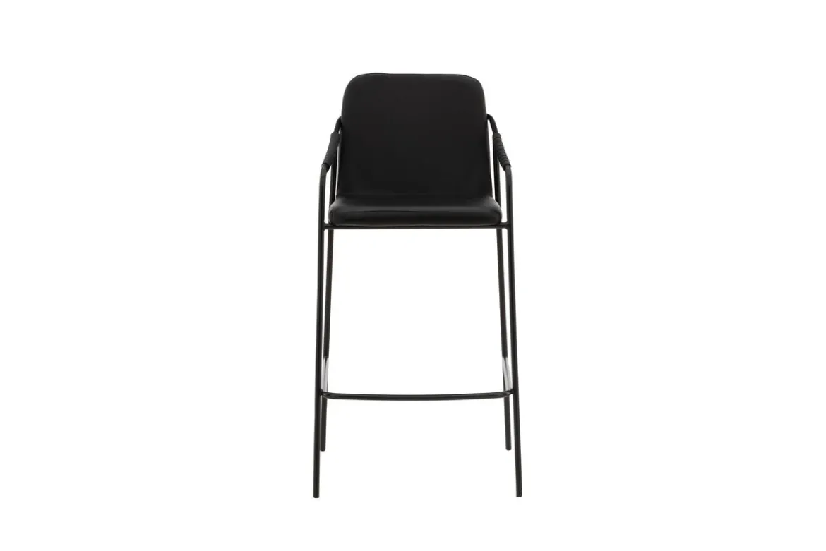 2er Set - Barhocker Vita aus schwarzem PU mit Stahlgestell