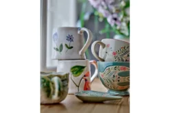 2er Set Becher Luni – gefertigt aus Steingut mit floralen Motiven
