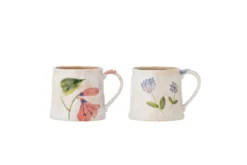 2er Set Becher Luni – gefertigt aus Steingut mit floralen Motiven