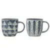 2er Set Becher Ula – Grau/Blau, gefertigt aus Steingut