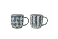 2er Set Becher Ula – Grau/Blau, gefertigt aus Steingut