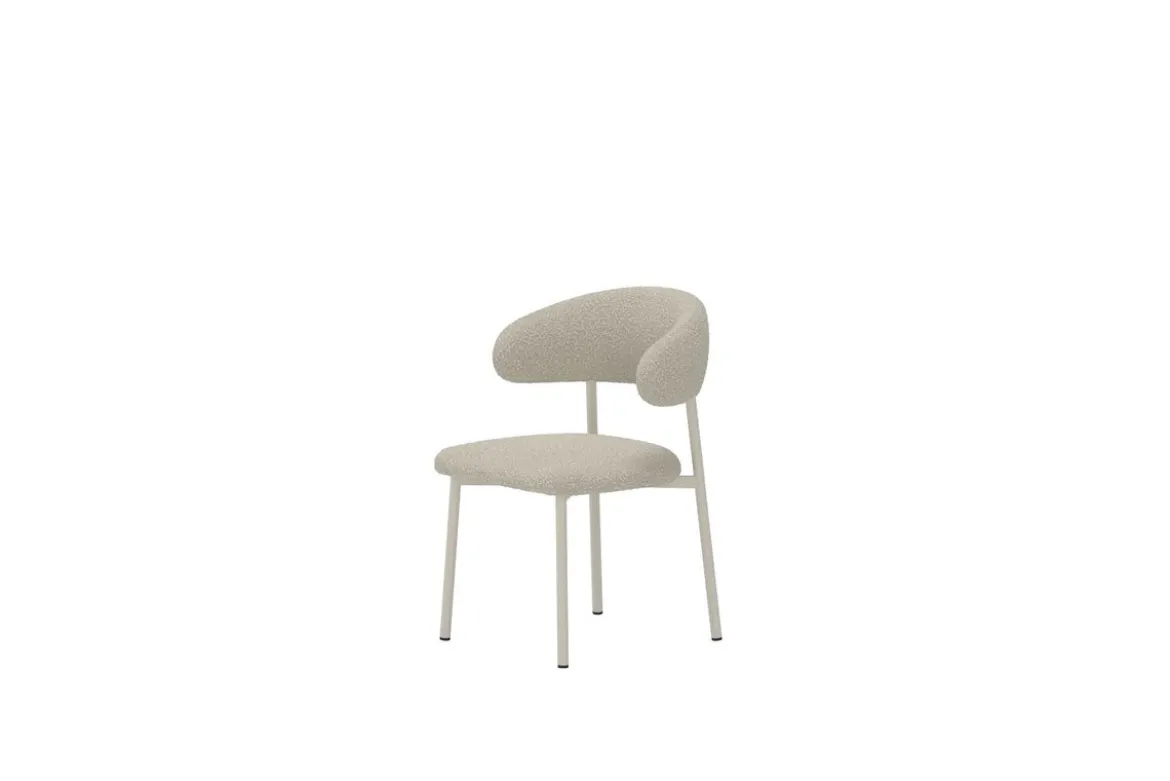 2er Set - Esszimmerstuhl Fernand in Beige mit Stahlgestell