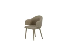 2er Set - Esszimmerstuhl Jubi in Beige mit stoffbezogenen Metallbeinen